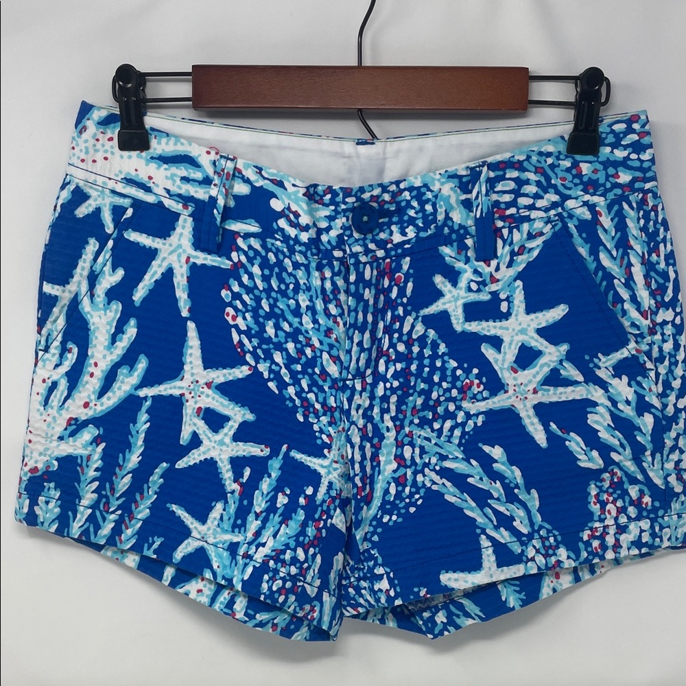 Lilly Pulitzer Blue & White Coral Print The Callahan Shorts Size 6